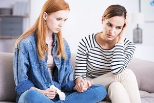 Daughter and mom dealing with teen depression