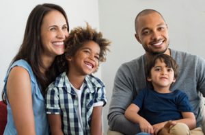 Young family smiling